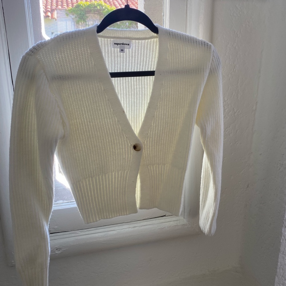 White Superdown Single Button Sweater - image 1